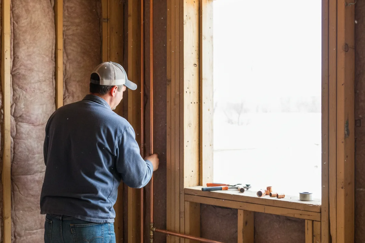 Licensed plumber running new copper supply lines in a Center home