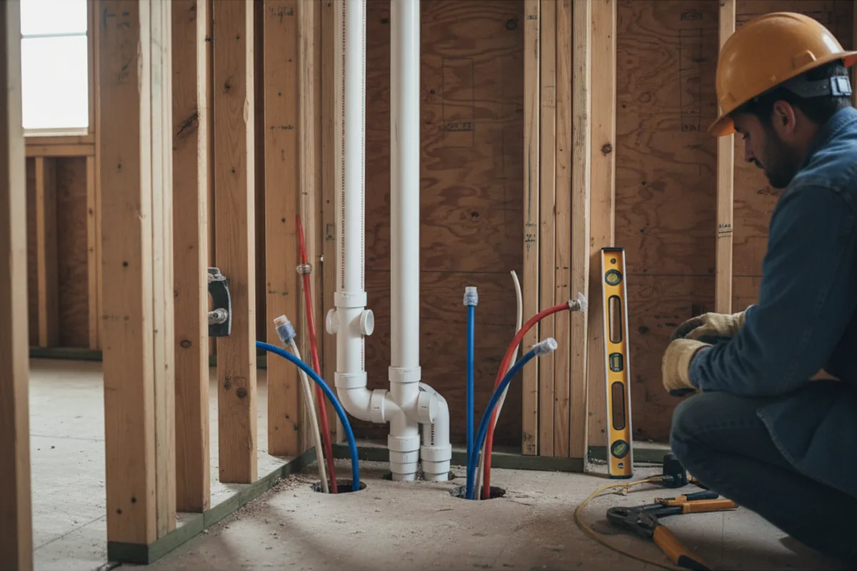Drain and supply rough-in during Garbage Disposal Repair in Center